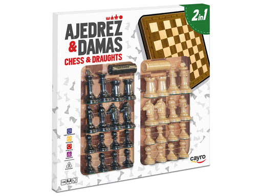 Tablero Ajedrez-damas Madera con Accesorios 40x40 cm Cayro