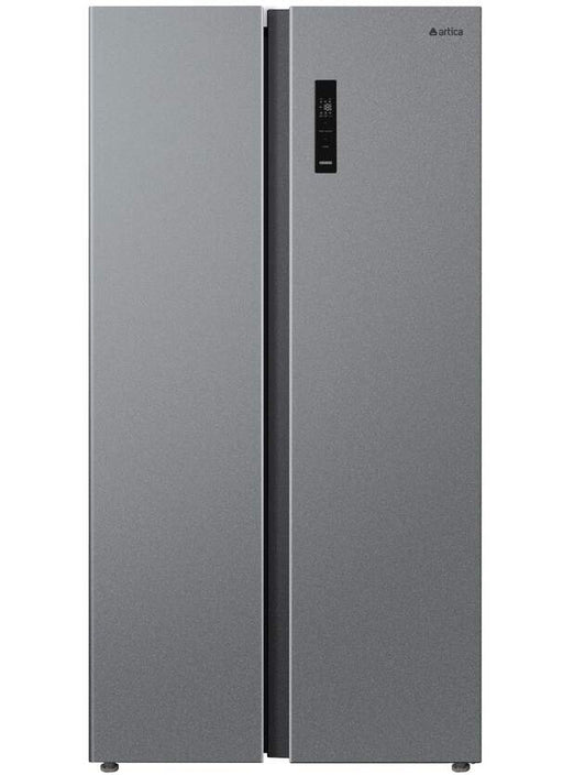 Alt Text 1:
Frigorífico combi Artica AFEA17689F553I de 553 litros en acero inoxidable con dispensador de agua integrado en la puerta y pantalla digital de control

Alt Text 2:
Frigorífico Artica No Frost de dos puertas independientes, 176 cm de altura y 90 cm de ancho, acabado inoxidable con dispensador de agua exterior

Alt Text 3:
Interior espacioso del frigorífico Artica AFEA17689F553I mostrando los 4 estantes ajustables, cajones para verduras, botellero y compartimentos de puerta con iluminación LED
