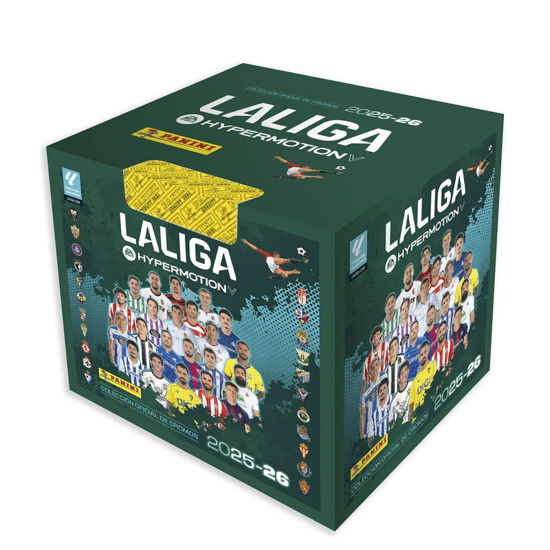Alt Text:
Caja display de 50 sobres de cromos Liga Hypermotion 2025/26 de Panini sellada de fábrica. Contiene 400 cromos en total (8 cromos por sobre). Formato profesional ideal para coleccionistas serios, grupos de amigos y tiendas. Avance del 70-80% del álbum completo con el mejor precio por cromo del mercado.
