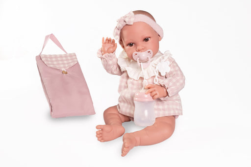 Antonio Juan bebé Erika con conjunto rosa vichy
