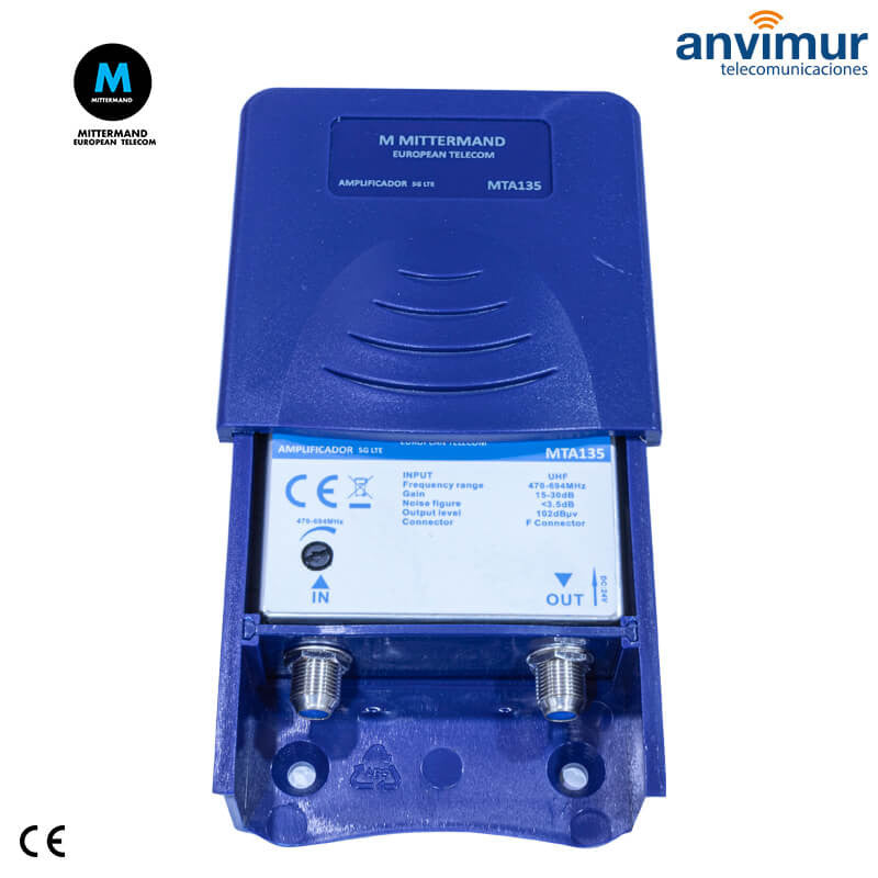 Anvimur Amplificador de Mástil 1 Entrada UHF 30dB LTE700 (140MTA135)