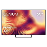 Televisor Genium 65 pulgadas GTV65UHD 4K UHD WebOS, vista frontal con peana central