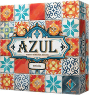 Azul juego de mesa estratégico con losetas de azulejos portugueses, tableros de jugador y componentes de alta calidad sobre fondo blanco

