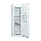 Congelador vertical Balay 3GFE553WE con la puerta abierta y sus 4 cajones