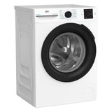 Lavadora Beko BM3WFT3821WB 8 kg, vista en tres cuartos
