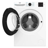Lavadora Beko BM3WFT3821WB 8 kg, con la puerta abierta