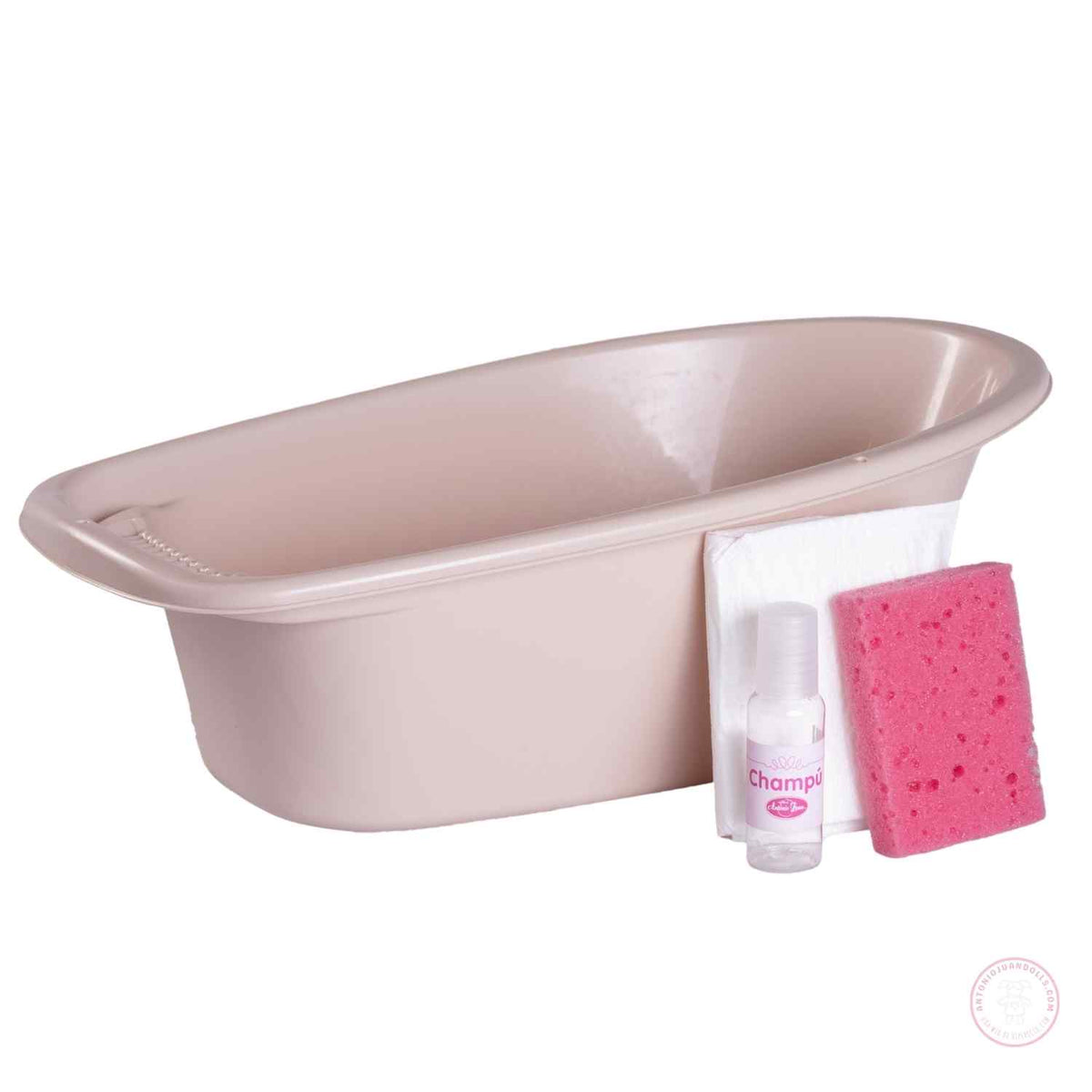 Bañera rosa de juguete con esponja y champú Antonio Juan