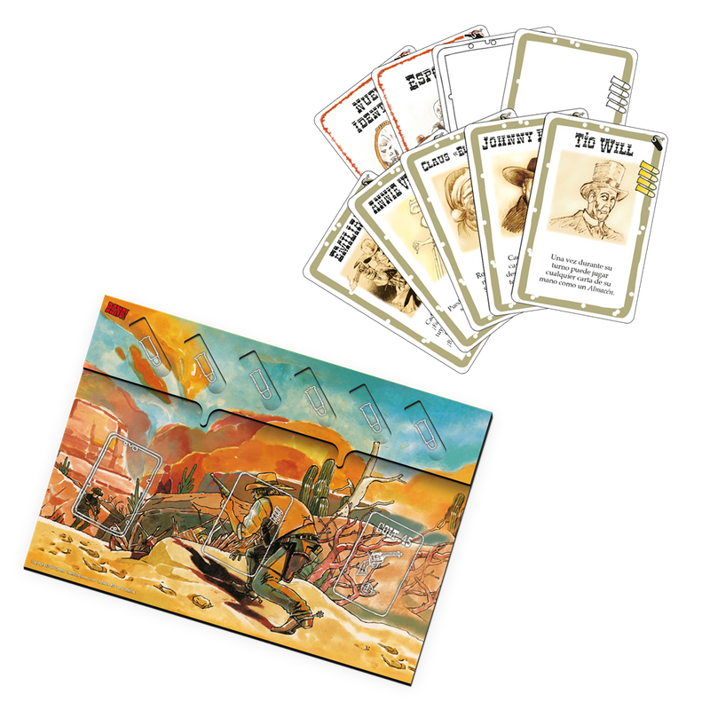 Bang Caja Dinamita contenido expansiones cartas personajes dados Dodge City High Noon componentes
