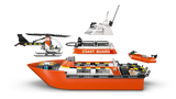 Barco LEGO 42cm naranja flotante con helicóptero lanchas y cubiertas
