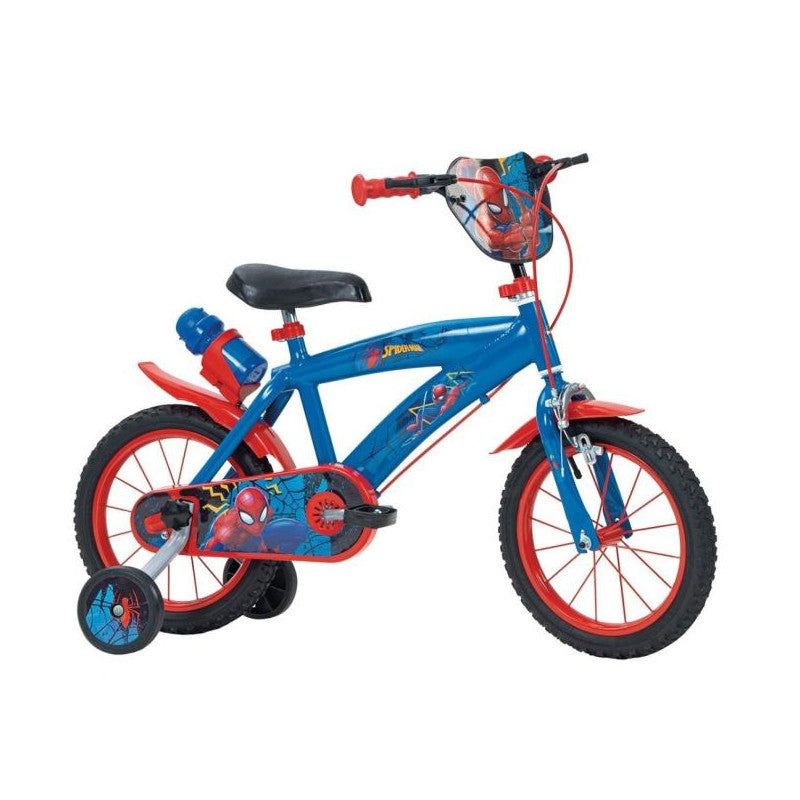 Bicicleta Huffy Spiderman 14 pulgadas infantil Marvel botella incluida ruedines
