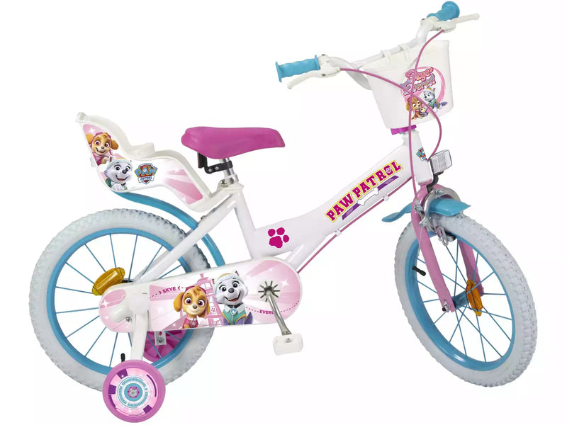 Bicicleta Toimsa Paw Patrol 16 pulgadas niña Skye rosa morado ruedines
