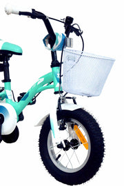 Bicicleta UMIT ALICE 12 pulgadas turquesa con ruedines de aprendizaje, pedalier de 3 piezas, sillín ergonómico y reflectantes de seguridad para niños de 80-95 cm de altura
