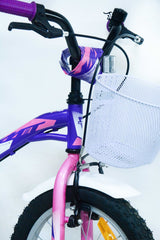 Bicicleta UMIT Alice 16 pulgadas violeta con cesta delantera para llevar juguetes, ruedas de apoyo desmontables y diseño femenino perfecto para paseos seguros y divertidos
