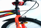 Bicicleta UMIT Casper 16 pulgadas gris-roja con ruedas de apoyo desmontables y frenos V-Brake, perfecta para niños que están aprendiendo a montar en bici con seguridad y estilo deportivo
