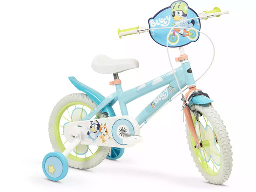Bicicleta infantil Bluey 14 pulgadas Toimsa con ruedas de entrenamiento, frenos seguros y diseño oficial para niños de 4 a 6 años
