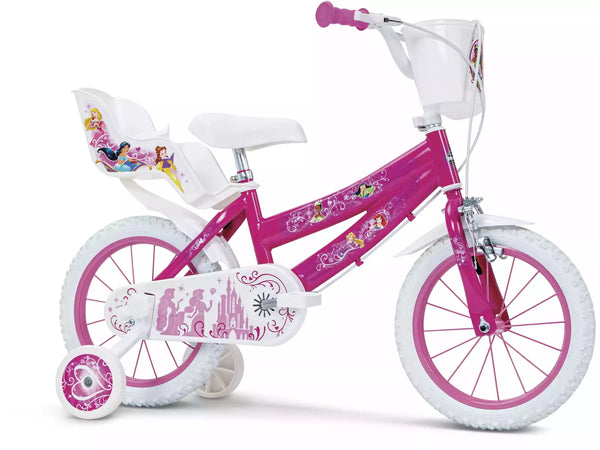 "Bicicleta infantil Toimsa 14 pulgadas Princesas Disney con ruedines y cesta para niñas 3-6 años"
