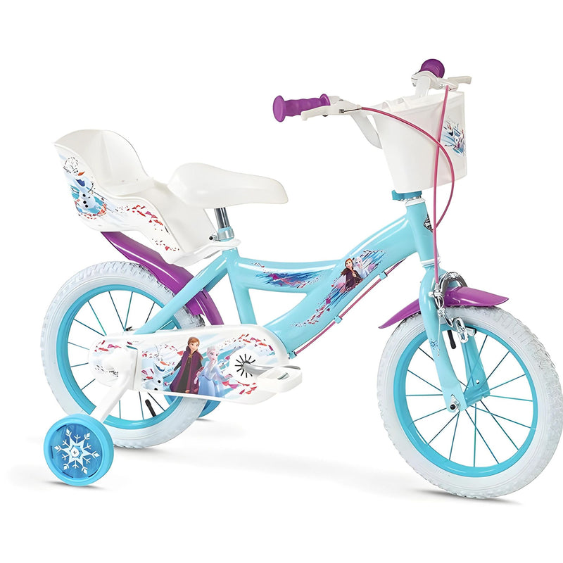 Bicicleta infantil Toimsa Huffy 14 pulgadas Frozen 2 Disney con ruedines y cesta para niñas 3-6 años