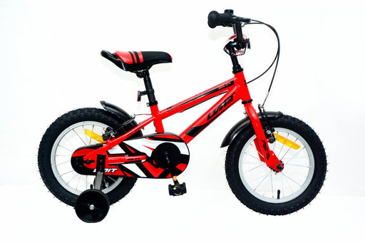 Bicicleta infantil UMIT XS14 roja de 14 pulgadas con estabilizadores laterales y frenos V-Brake para niños de 3 a 5 años - Ref. 1416-1
