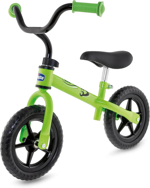 Bicicleta sin pedales Chicco First Bike Green Rocket en color verde con cuadro de metal ultraligero, ruedas antipinchazos y diseño deportivo para niños de 2 a 5 años hasta 25kg
