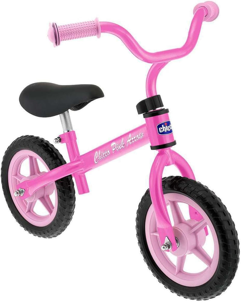 Bicicleta sin pedales Chicco First Bike en color rosa con cuadro de metal ultraligero, ruedas antipinchazos y diseño elegante para niños de 2 a 5 años hasta 25kg
