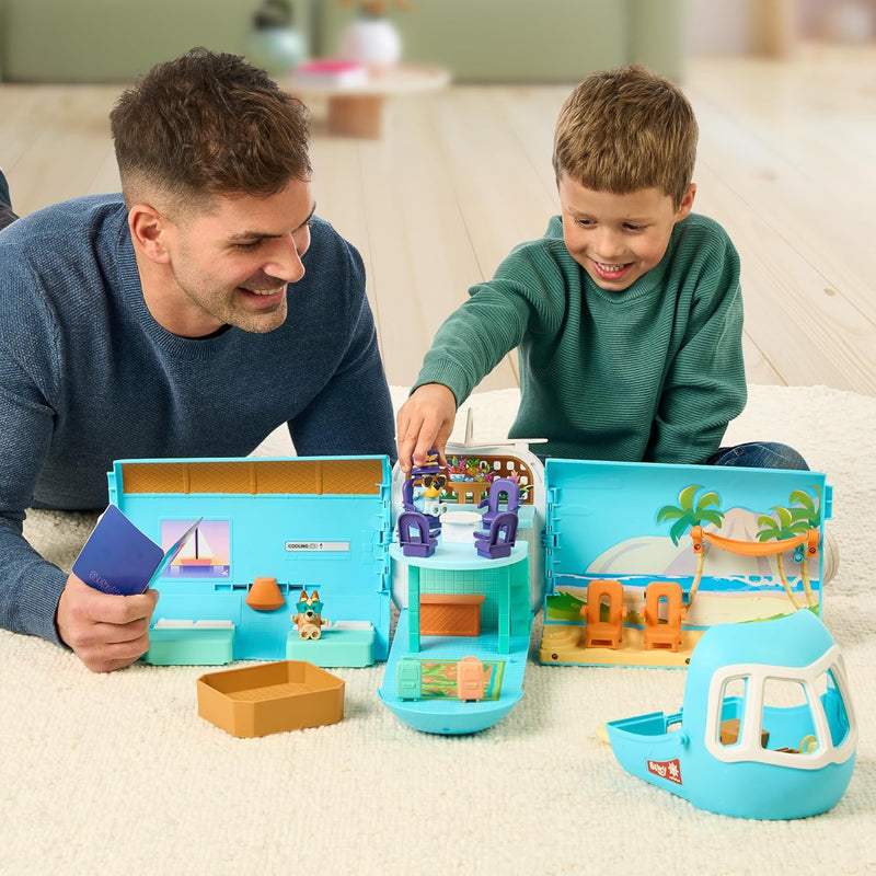 Bluey Avión 3 en 1 Famosa hotel resort dos niveles lancha motora figuras y accesorios
