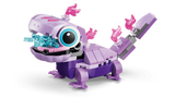 Bruni salamandra LEGO morada articulada con llamas rosas y boca móvil
