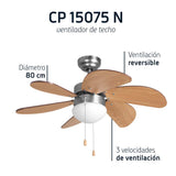 Infografía: Orbegozo CP 15075 N Ventilador de Techo Ø80 cm · 50 W