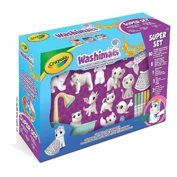 Caja del Crayola Washimals Súper Set 74-7461 con 10 mascotas y 2 disfraces