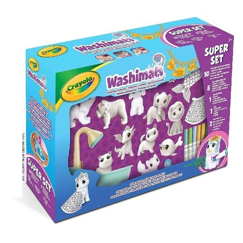 Caja del Crayola Washimals Súper Set 74-7461 con 10 mascotas y 2 disfraces