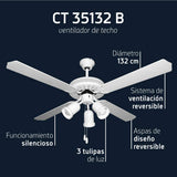 Infografía: Orbegozo CT 35132 B Ventilador de Techo Ø132 cm · 60 W