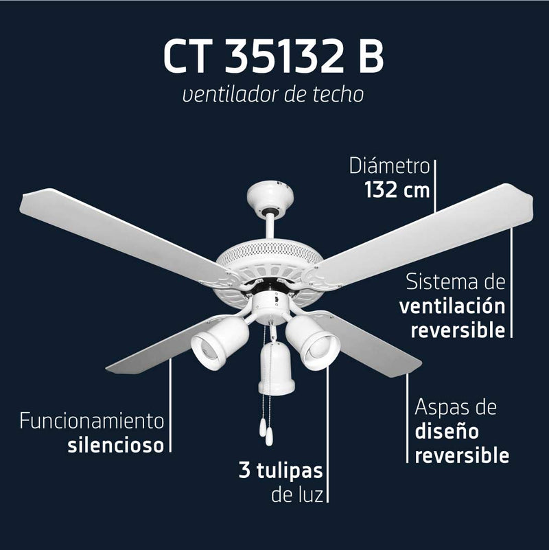 Orbegozo CT 35132 B Ventilateur de plafond Ø132 cm · 60 W