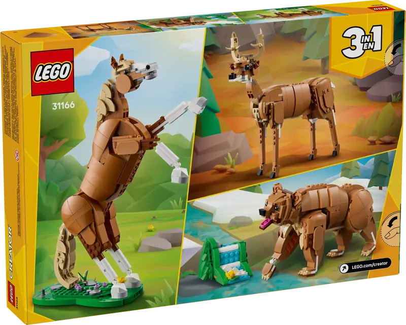 Caballo LEGO 31166 en postura erguida sobre patas traseras, midiendo 23x24x8 cm, perfecto para decoración y juego creativo para niños +9 años
