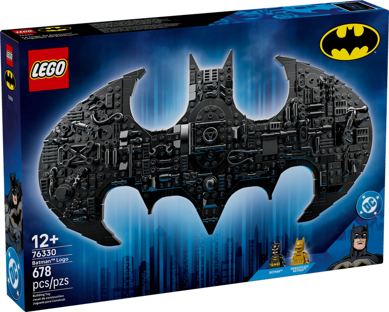 Caja LEGO DC 76330 Logotipo Batman 20 aniversario 678 piezas 12+ minifiguras
