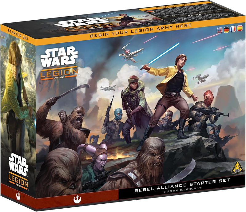 Caja Star Wars Legión Rebel Alliance Starter Set con 36 miniaturas de Luke Skywalker, soldados rebeldes y guerreros wookiees - Juego de estrategia de Atomic Mass Games para 2 jugadores
