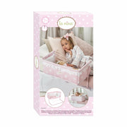 Caja cuna colecho Carlota mostrando sistema sujeción y accesorios incluidos
