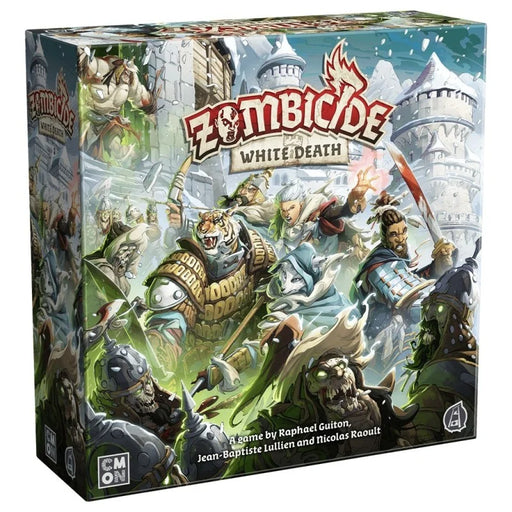 Caja de Zombicide White Death expansión ártica de Asmodee con mecánicas de supervivencia en frío extremo, referencia GUF042ES, para 1-6 jugadores

