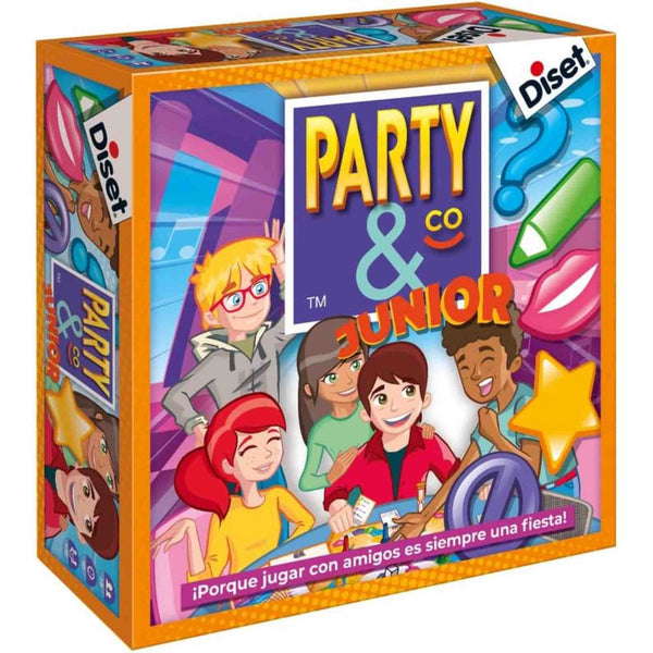 Caja del juego Diset Party & Co Junior con diseño colorido.
