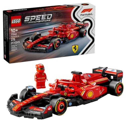 Caja del set LEGO 77242 con el coche montado
