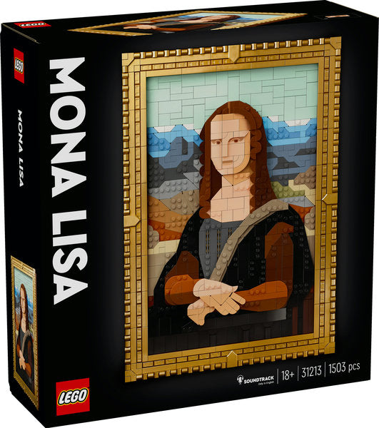 Caja del set LEGO Art La Mona Lisa (31213) con su diseño original.
