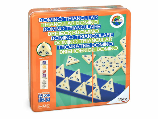 Caja metálica Cayro Dominó Triangular 754 - Juego mesa educativo matemáticas 56 fichas triangulares 2-4 jugadores

