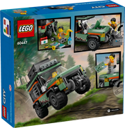 Caja oficial del set LEGO City 60447 Todoterreno 4x4 de Montaña mostrando el packaging con 221 piezas, edad recomendada 6+ años, minifigura aventurero incluida y todos los accesorios de exploración

