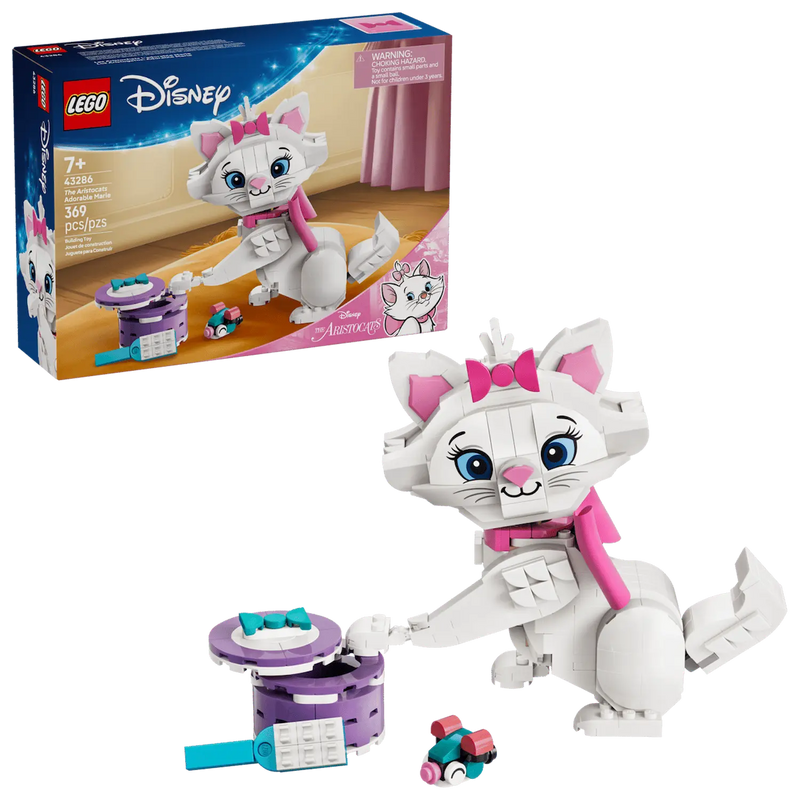 Caja producto LEGO Disney Marie 43286 mostrando figura articulada y accesorios
