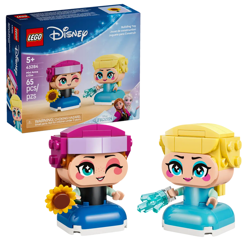 Caja trasera LEGO Disney Frozen Mini Anna y Elsa mostrando las 2 figuras