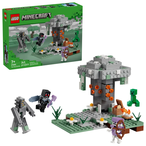 Caja trasera LEGO Minecraft El Jardín Pálido mostrando escenarios ref. 21586
