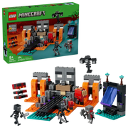 Caja trasera LEGO Minecraft La Batalla del Nether mostrando escenarios ref. 21590