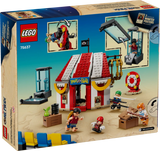 Caja trasera LEGO ONE PIECE Carpa de Circo Buggy el Payaso 75637 mostrando trampas circenses, tanque de agua, rueda giratoria, jaula colgante y personajes anime
