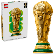 Caja y producto LEGO 43020 Trofeo Copa Mundial FIFA Editions coleccionable
