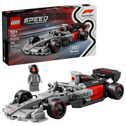 Caja y set LEGO 77259 Audi Revolut F1 minifigura piloto casco gris
