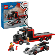 Caja y set completo LEGO City 60493 camión F1 Audi minifiguras accesorios
