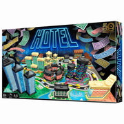 Caja del juego de mesa Asmodee Hotel con su diseño original.
